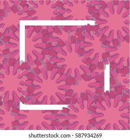 White frame in flowers. Background template texture. Vector illustration.