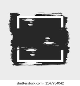 Weißer Rahmen mit handgezeichneter Grunge-Pinseltextur mit rauen Kanten. Abstrakter Hintergrund. Isolierte Vektorgrafik.