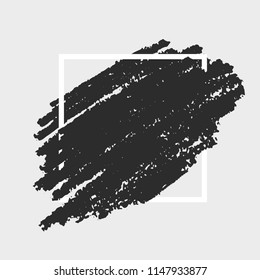 White frame with hand drawn rough grunge brush scribble texture. Abstract background. Isolated vector illustration.