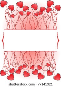 White frame of hearts on a pink background