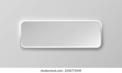 White frame label, event bar button, silver signboard. Vector illustration