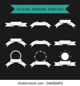 White frame for logo and company name, ribbon on a dark background