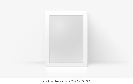 White frame mock up, realistic decoration wall, on the white background. Vector illustration 
