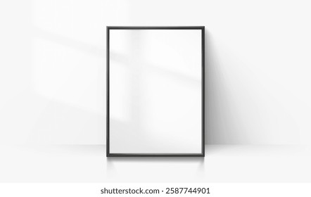 White frame mock up, realistic decoration wall, on the white background. Vector illustration 