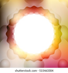 White frame on abstract blurred colorful background