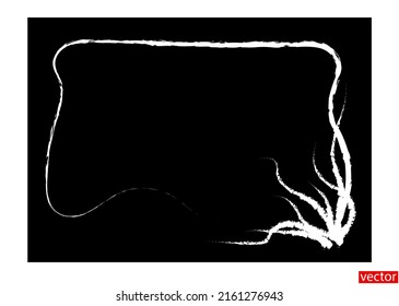 White frame on black background. Halloween greeting template with blank space to copy. Abstract white frame for text. Vegetable border frame. Halloween backdrop. Vector