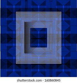 White frame on a blue plaid background