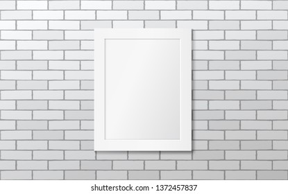 Weißer Rahmen auf weißer Ziegelwand. Vektorillustration-Muster