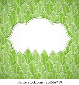 White frame on leaves background. Vector illustration. Eps 10.