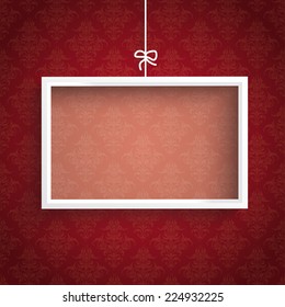 White frame on the red background. Eps 10 vector file.