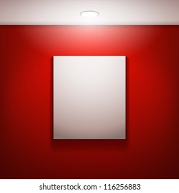 The White Frame On A Red Wall.Vector  Illustration. Eps10