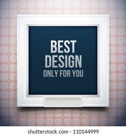 White frame on wall. Vector interior