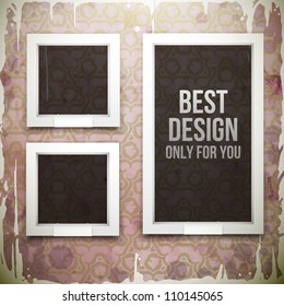 White frame on wall. Vector interior
