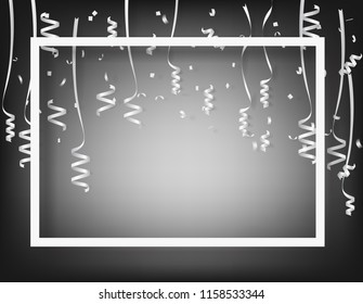 white frame over black and white celebration background