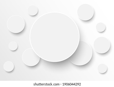 White frame paper cut circle card drop shadow background.Vecter business presentation online.