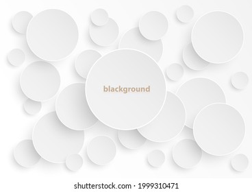 White frame paper cut circle and 3d square card drop shadow abstract background.Vector business presentation office online.