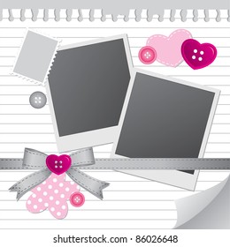 white frame for photos with scrapbook elements