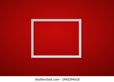 Weißer Rahmen für ein Bild auf rotem Hintergrund. Grenze auf Leerzeichen für Bild, Bild, Karte oder Foto. 3d realistische, moderne, helle Vorlage modellieren Vektorgrafik.