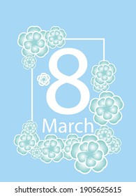 White frame with sakura for March 8, vector art illustration.