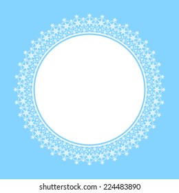 White frame of snowflakes on a blue background