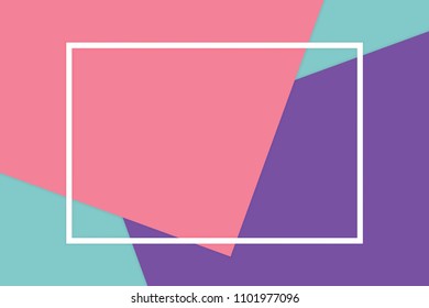 white frame stroke line on pink purple soft paper pastel background, minimal flat lay style for fashionable cosmetics pastel color top view background, geometric flat lay style overlays (vector)