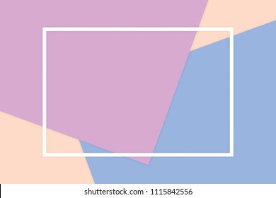 white frame stroke line on purple blue soft paper pastel background, minimal flat lay style for fashionable cosmetics pastel color top view background, geometric flat lay style overlays (vector)