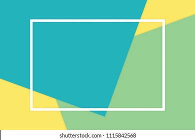 white frame stroke line on blue green soft paper pastel background, minimal flat lay style for fashionable cosmetics pastel color top view background, geometric flat lay style overlays (vector)