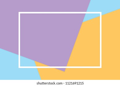 white frame stroke line on purple blue orange soft paper pastel background, minimal flat lay style fashionable cosmetics pastel color top view background, geometric flat lay style overlays (vector)