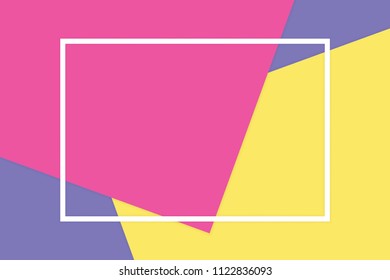 white frame stroke line on pink purple yellow soft paper pastel background, minimal flat lay style fashionable cosmetics pastel color top view background, geometric flat lay style overlays (vector)
