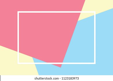 white frame stroke line on pink blue colorful soft paper pastel background, minimal flat lay style fashionable cosmetics pastel color top view background, geometric flat lay style overlays (vector)