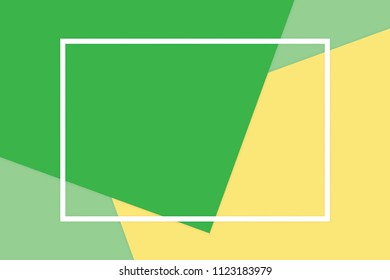 white frame stroke line on green yellow soft paper pastel background, minimal flat lay style for fashionable cosmetics pastel color top view background, geometric flat lay style overlays (vector)