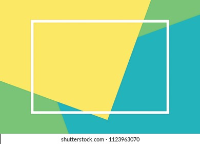white frame stroke line on green yellow soft paper pastel background, minimal flat lay style for fashionable cosmetics pastel color top view background, geometric flat lay style overlays (vector)