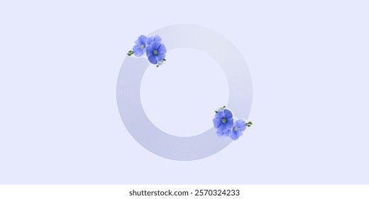 White frame surrounded by Watercolor blue flowers. Place for your text. Colorful hand drawn raster stock illustration.
