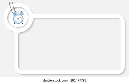 white frame for text and alarm clock