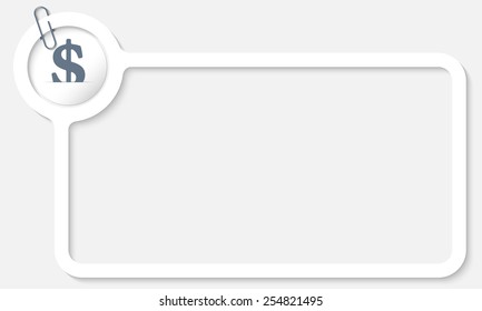 white frame for text and dollar symbol