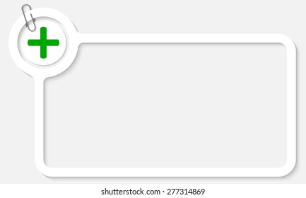 white frame for text and plus symbol
