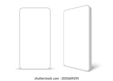White frameless smartphone with white display. Vector illustration.
