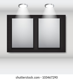 White frames in art gallery ector illustration