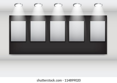 White frames in art gallery ector illustration