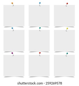 White frames with pins on the white background. Eps 10 vector file.