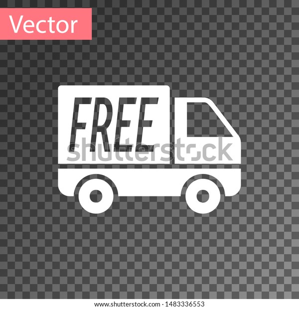 White Free delivery service icon isolated on\
transparent background. Free shipping. 24 hour and fast delivery. \
Vector Illustration