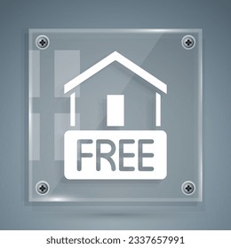 White Free home delivery concept for increase the sell stock icon isolated on grey background. Square glass panels. Vector