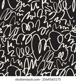 White Free Marker Decorative seamless pattern. Repeating background. Tileable wallpaper print.