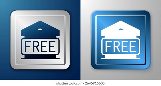 White Free storage icon isolated on blue and grey background. Silver and blue square button. Vector