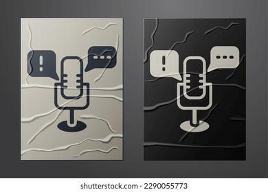 White Freedom of speech icon isolated on crumpled paper background. Freedom of expression. Paper art style. Vector