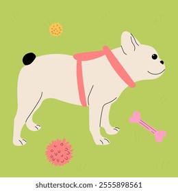 White french dog. Flat vector illustration.