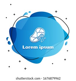 White Fresh frozen steak meat icon isolated on white background. Abstract banner with liquid shapes. Vector Illustration