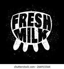 White fresh milk concept on dark grunge background. Vector illustration