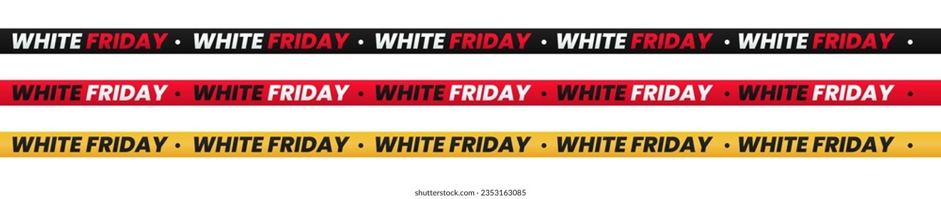 White Friday ribbons for super sale isolated on white background. Stripes for your design. Big sale. Graphic elements. Creative idea for marketing, technology, or science design. Vector illustration.