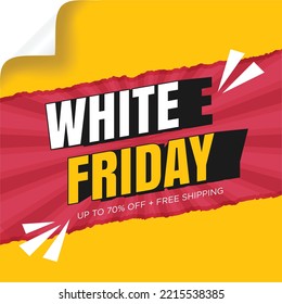 White Friday sale banner, up to 70% off. Vector illustration.